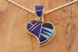 Calvin Begay Genuine Blue Lapis Sterling Silver Heart Pendant